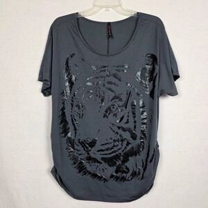 Candy Rain Plus 2X Gray Tiger Graphic Dolman Tee